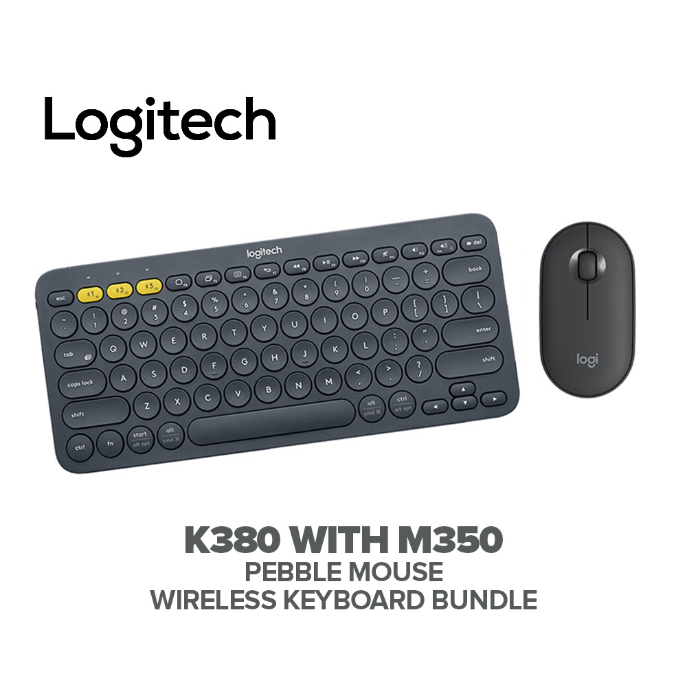 Logitech K380 Plus M350 Pebble Mouse , Bluetooth Wireless Keyboard