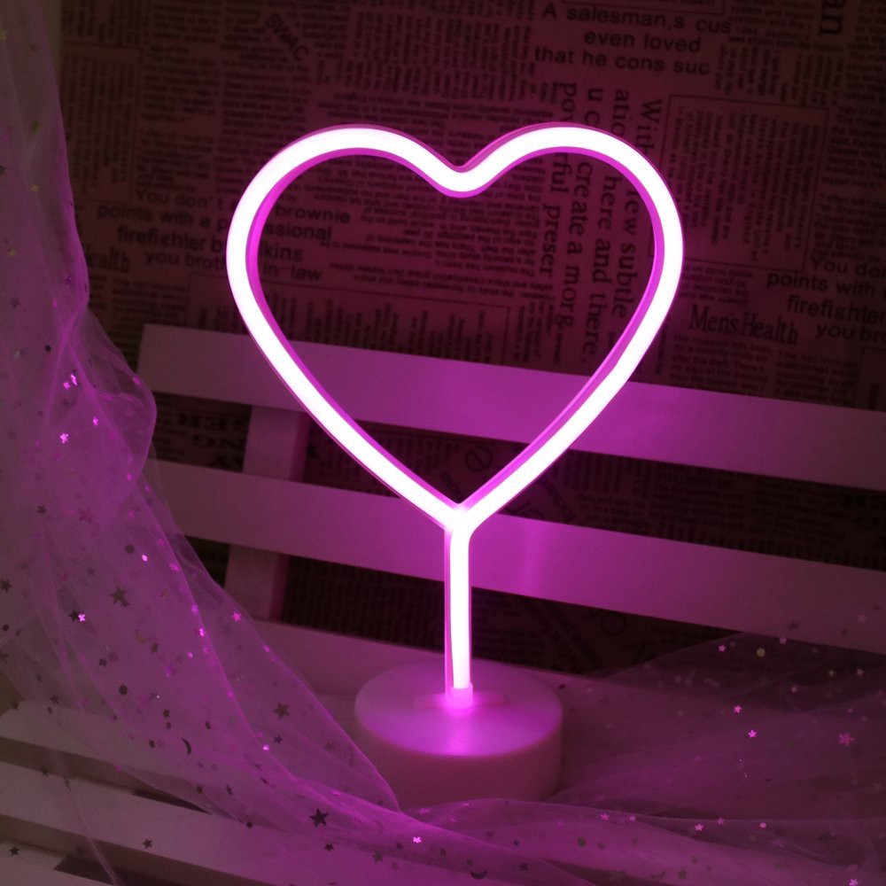 heart neon sign table lamp