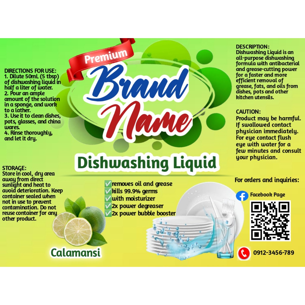 Sticker Label Size For Dishwashing Liquid - Design Talk