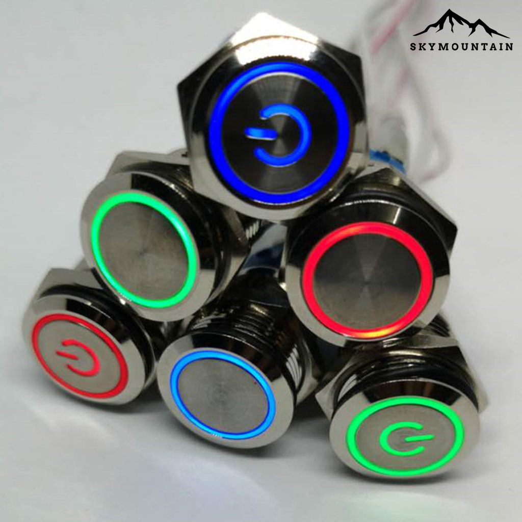 [MT] Waterproof 16mm Metal Self-Locking Switch Button with Bright LED Light Lamp