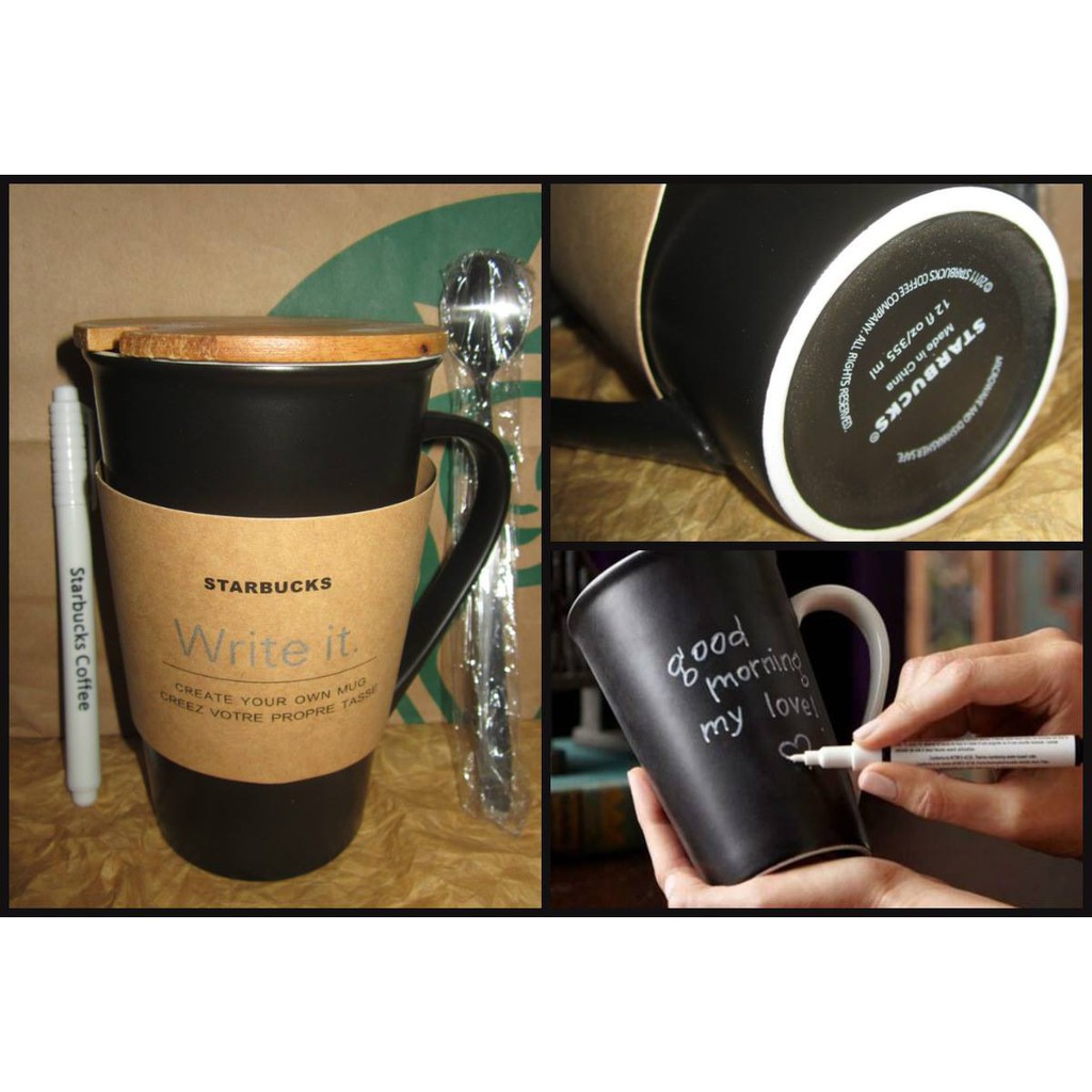 Starbucks 12oz Shiny Black Ceramic Coffee Mug