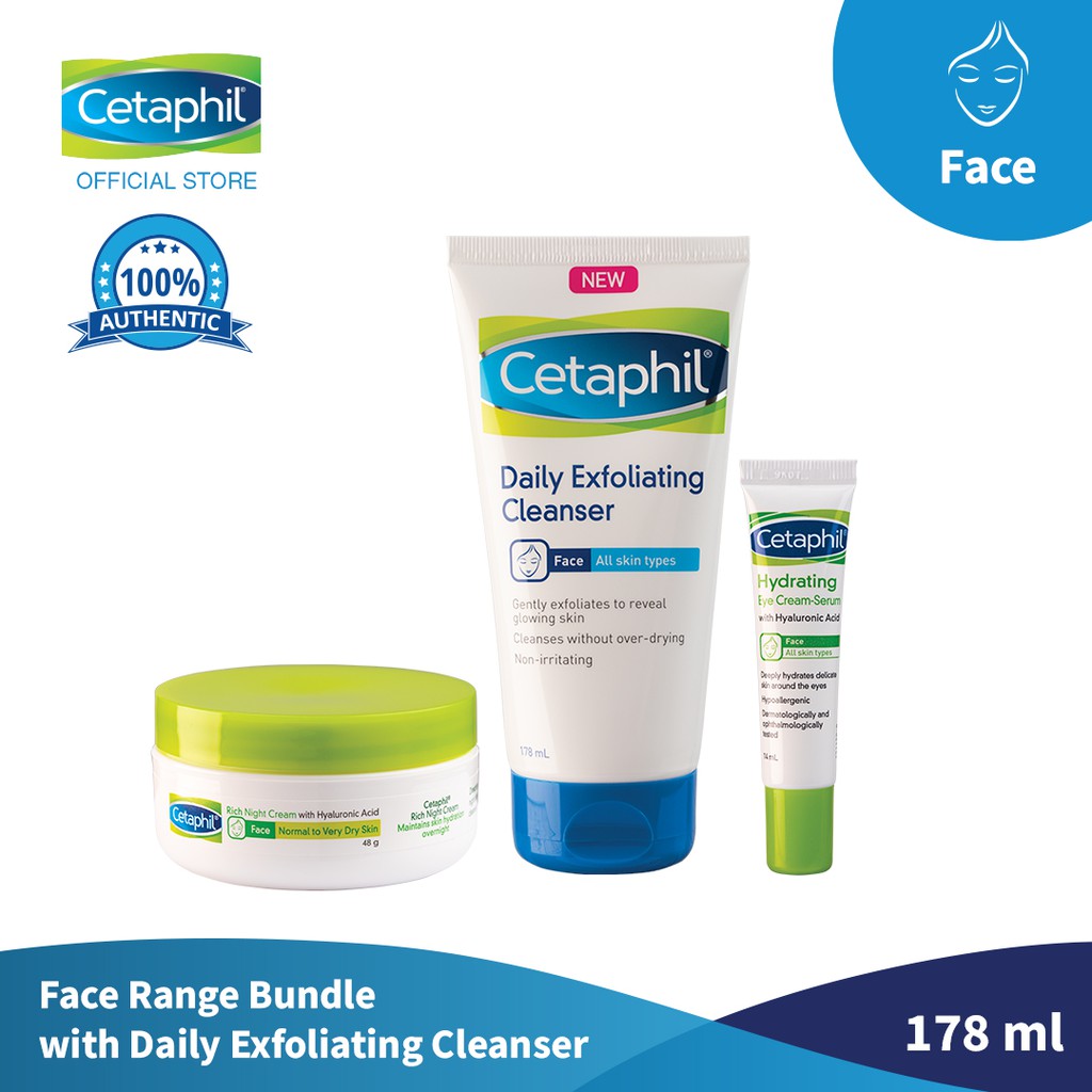 Cetaphil Face Range Bundle with Daily Exfoliating Cleanser 178ml