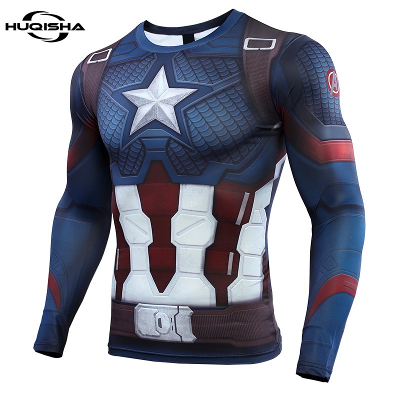 Avengers Endgame Captain America 3D Printed Short Sleeves T-shirt Sport Tops 