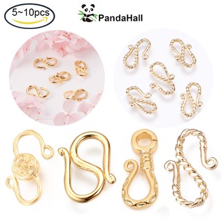 Pandahall 5/10pcs 18K Gold Plated S-Hook Clasps Necklace Clasp Jewelry Findings for DIY Jewelry Making