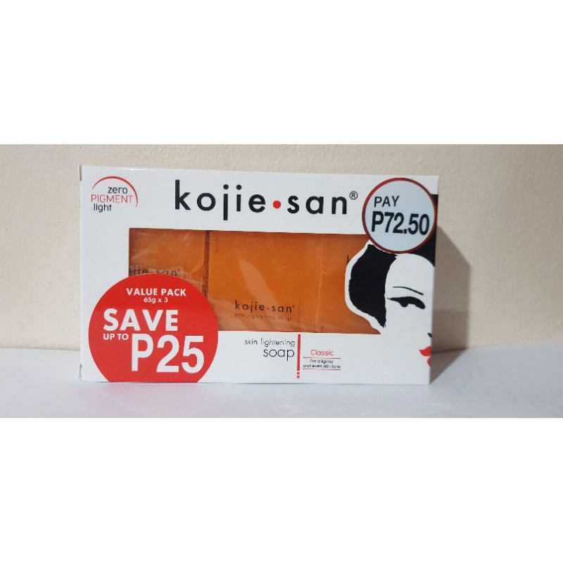 Kojie San - Kojic Acid Bar Soap 65g by 3's | Shopee Philippines