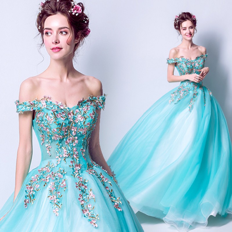 aqua blue formal dress