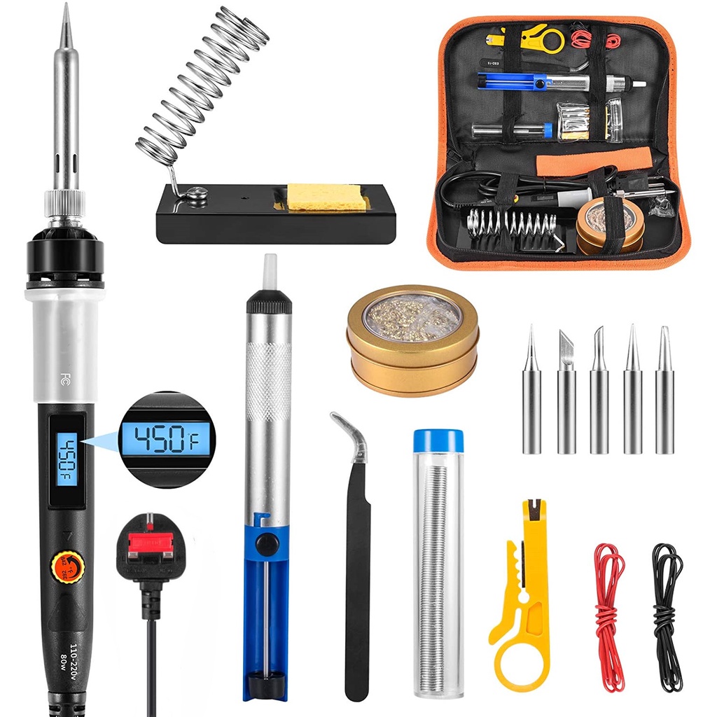 80W Precision Soldering Iron Kit, With LCD Display, Adjustable Temperature 200 ° F - 450 ° C, Welding Accessories