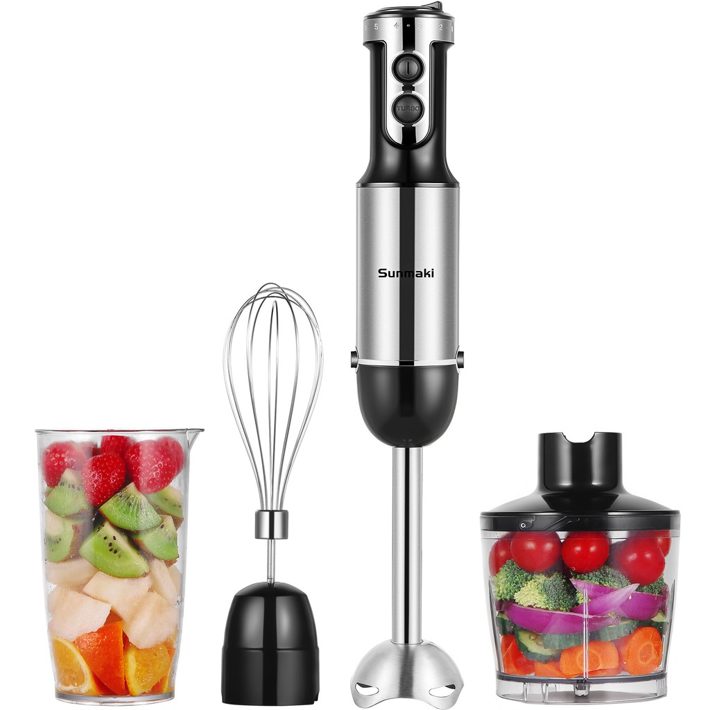 Sunmaki 4 in 1 Immersion Hand Blender, 500ml Food Chopper, With Large ...