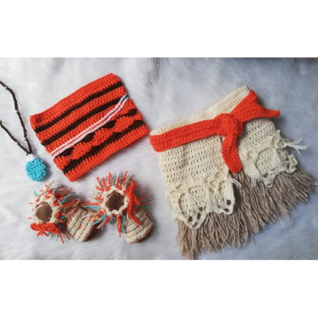 Moana Set Crochet Costume For Baby And Kids Shopee Philippines