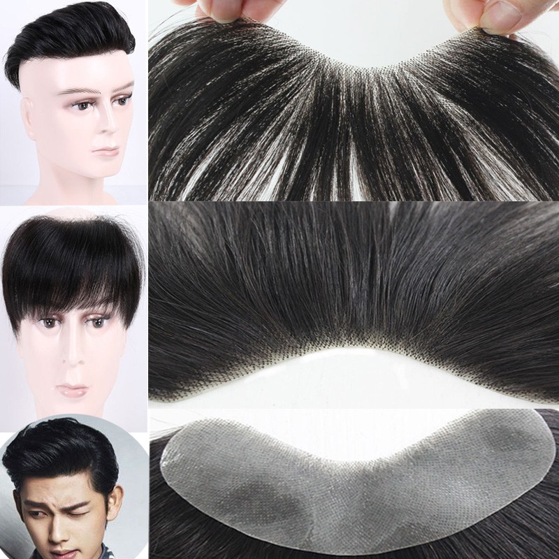 Men Wig Human Hair Forehead Bangs Hairline Wig Male Toupee Hair Sticker Hair Extensions Shopee Philippines