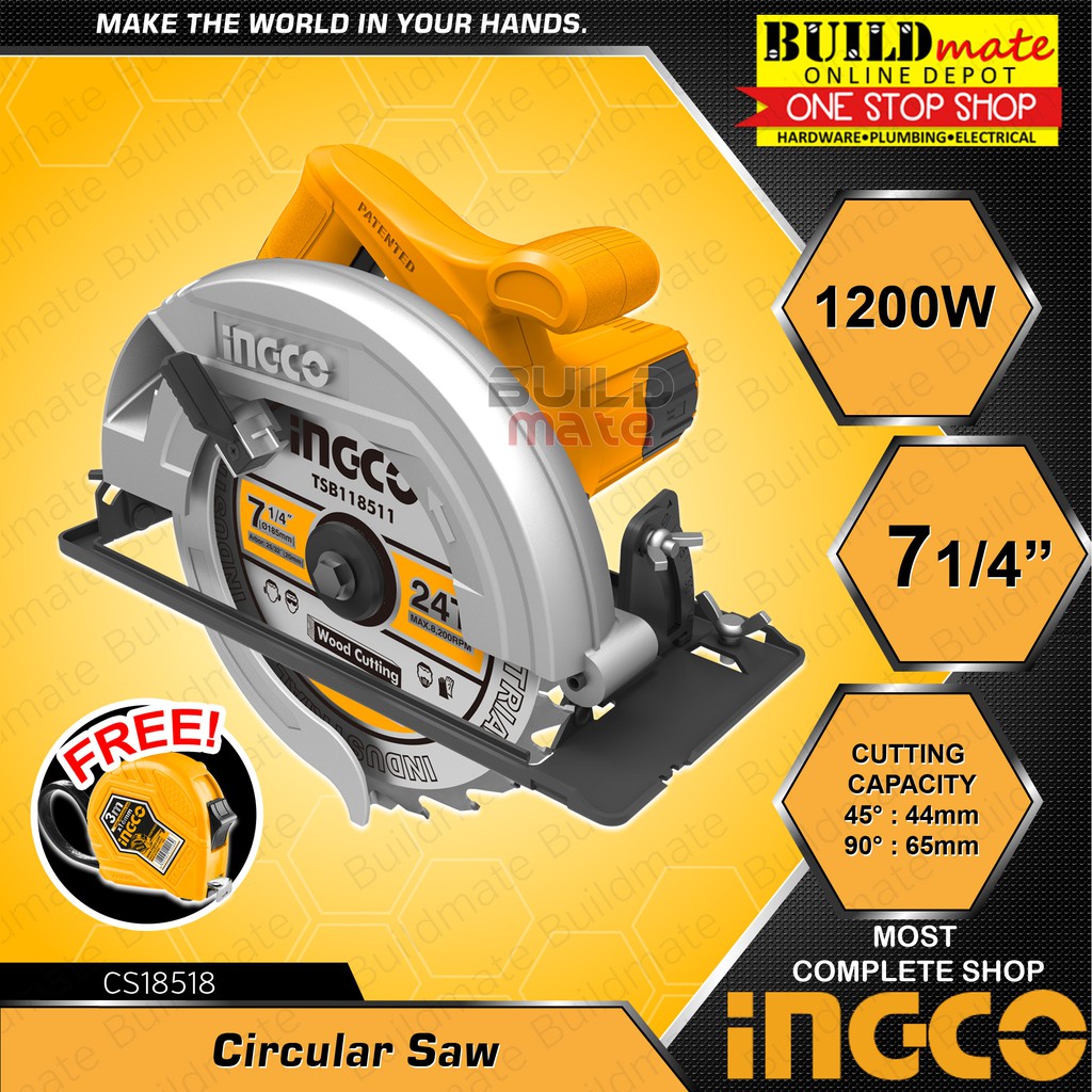 INGCO Circular Saw 71/4" 1400W CS18528 / 1600W CS185682