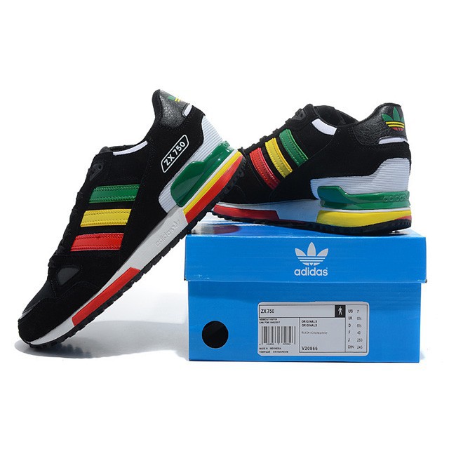 adidas zx 750 black red green yellow