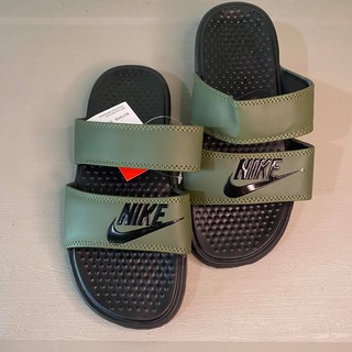 olive green nike slides