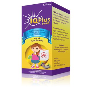 IQ Plus Syrup(Acetyl L-Carnitine+Taurine+L-Lysine+Vitamins)120ml