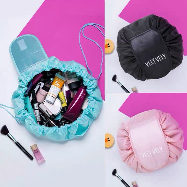 drawstring makeup organizer and travel bag