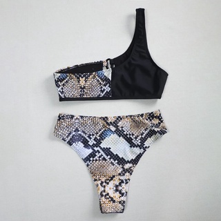 （Selling）Hermall bikinis swimsuit for women Women's Swimwear Patchwork Sexy Bikini Bandage Split Swi #5