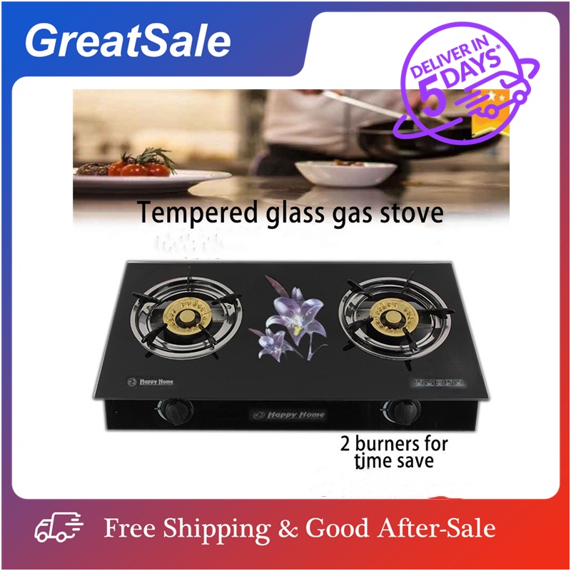 GreatSale Double Burner Gas Stoves Liquefied Petroleum Gas, Tempered