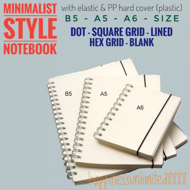 JAPANESE STYLE minimalist Notebook Lined Blank Grid Dot A5 ...