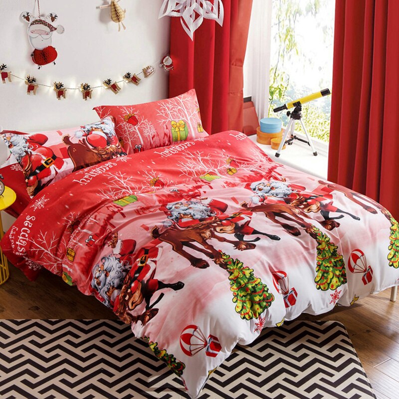 3pcs Christmas Double Size Bedding Set Comforter Duvet Cover