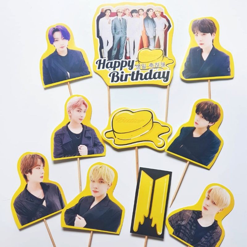 10 Pcs BTS Butter Art Paper Cake Topper 6cm for Birthday Party | Shopee ...