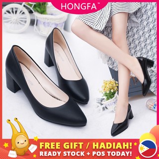 HF Korean Pointed Toe Office Work Black Heels Shoes Womens cod hf617