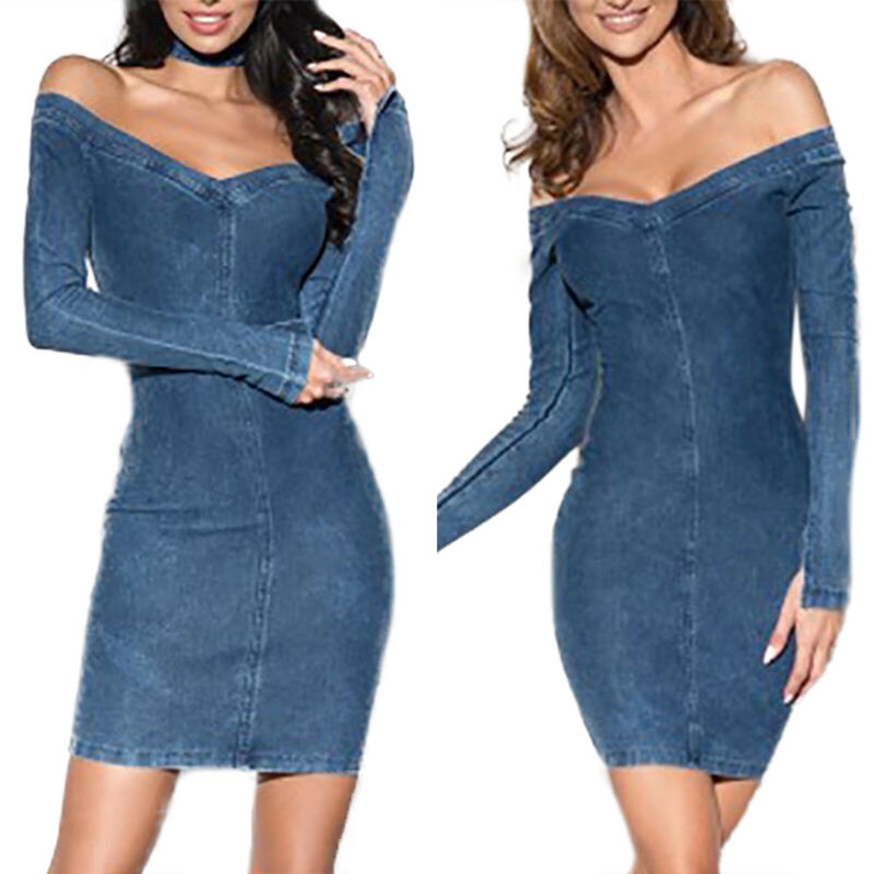 denim blue prom dress