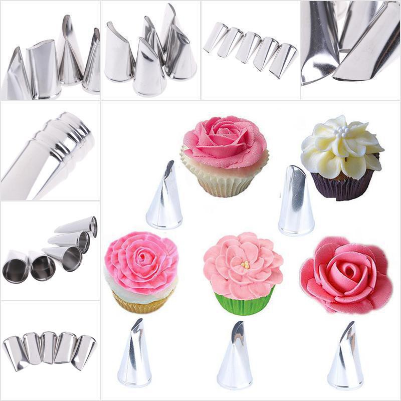 COD•uslo】5pcs Rose Petal Metal Cream Tips Cake Decorating Tool Icing Piping N | Shopee Philippines