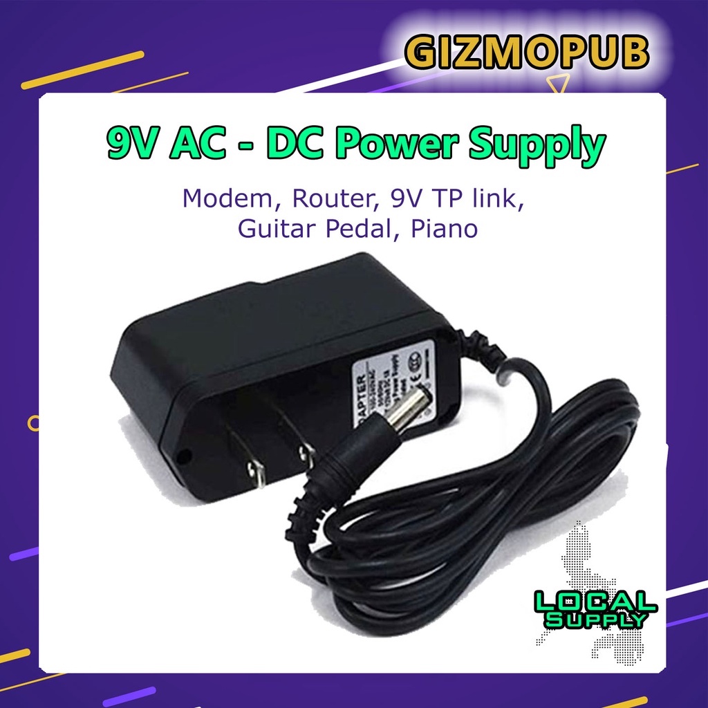 9V 1A 2A AC/DC Power Adapter Guitar Pedal Center Negative Positive