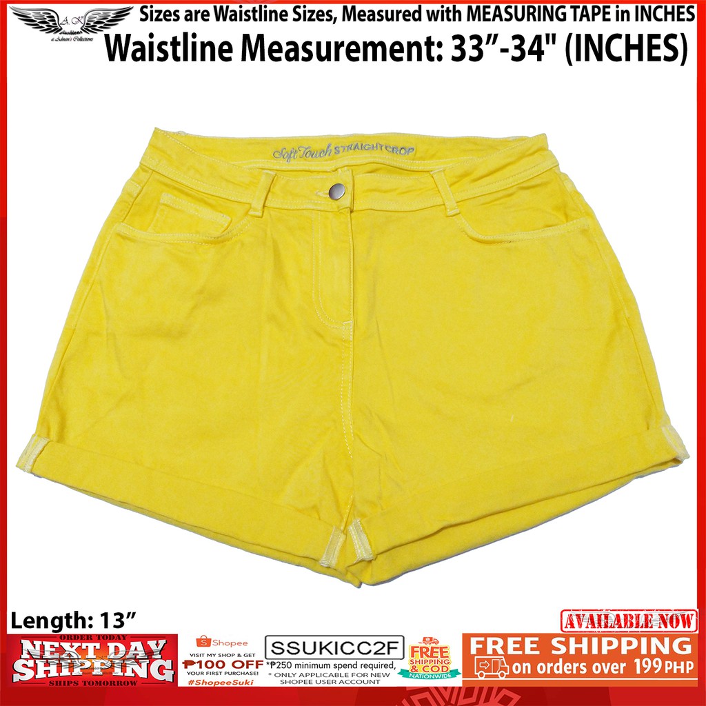 high waisted yellow denim shorts