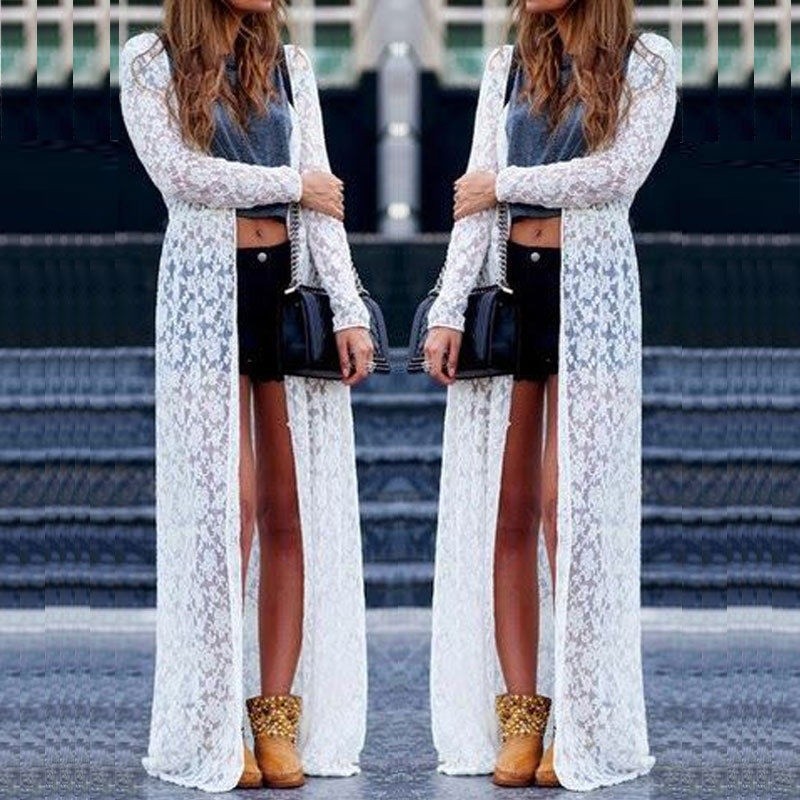 sheer long cardigan