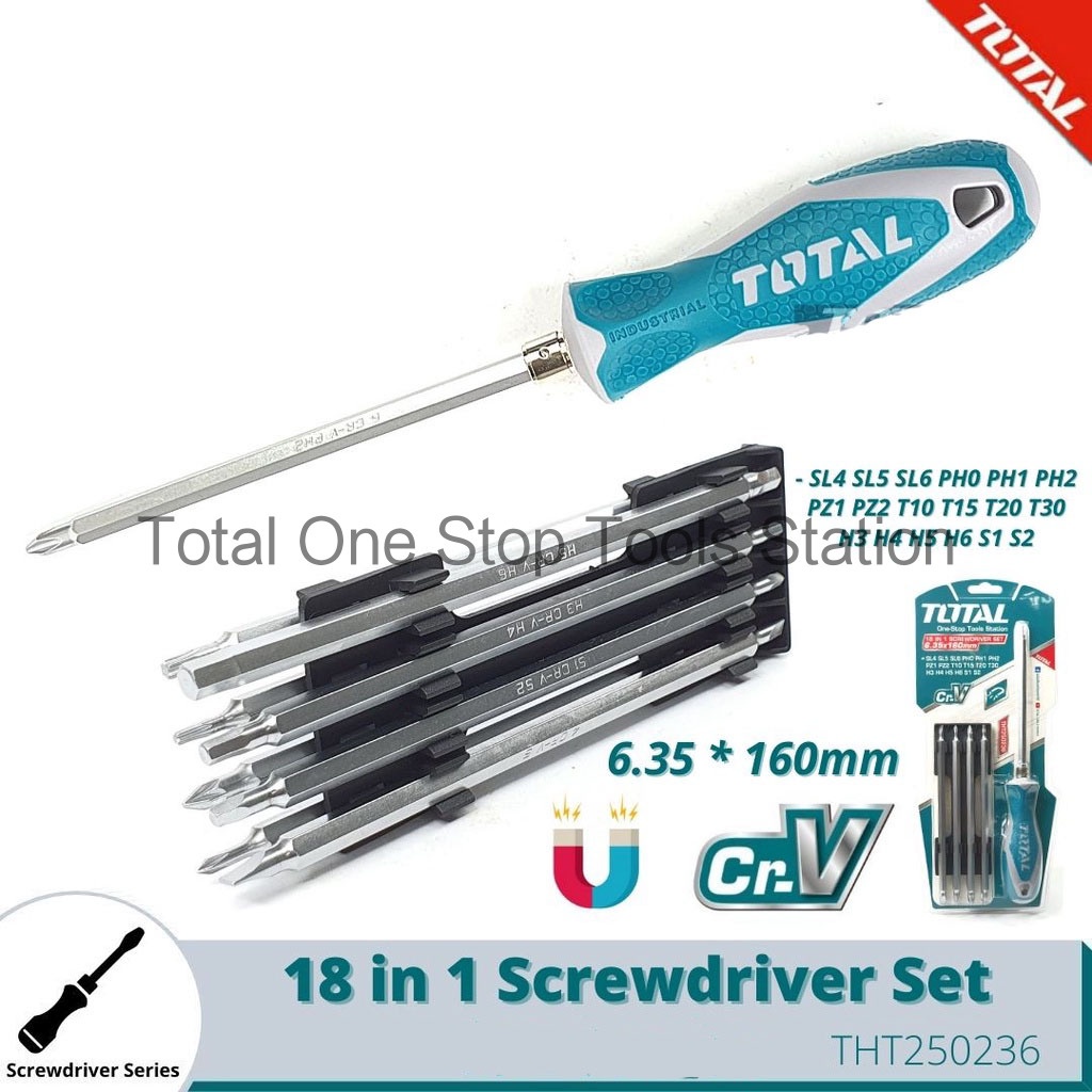 TOTAL Premium Industrial 18 IN 1 Screwdriver set home essentials ...