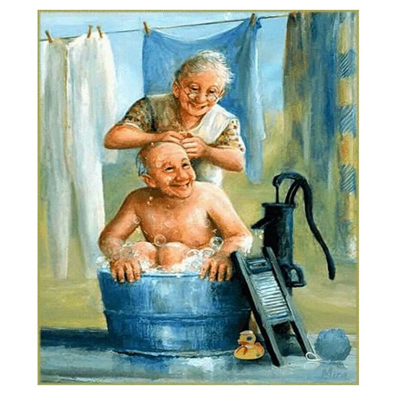 5D Diy Diamond Painting Old Man Scenery 3D Cross Stitch Home Décor