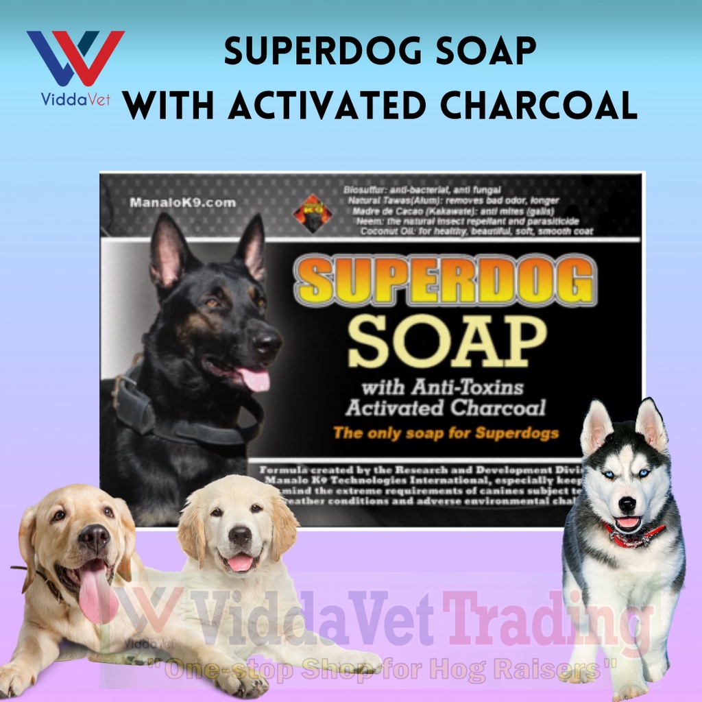 [150g] SUPERDOG SOAP W/ ACTIVATED CHARCOAL detoxifying and purifying effects of AC to remove