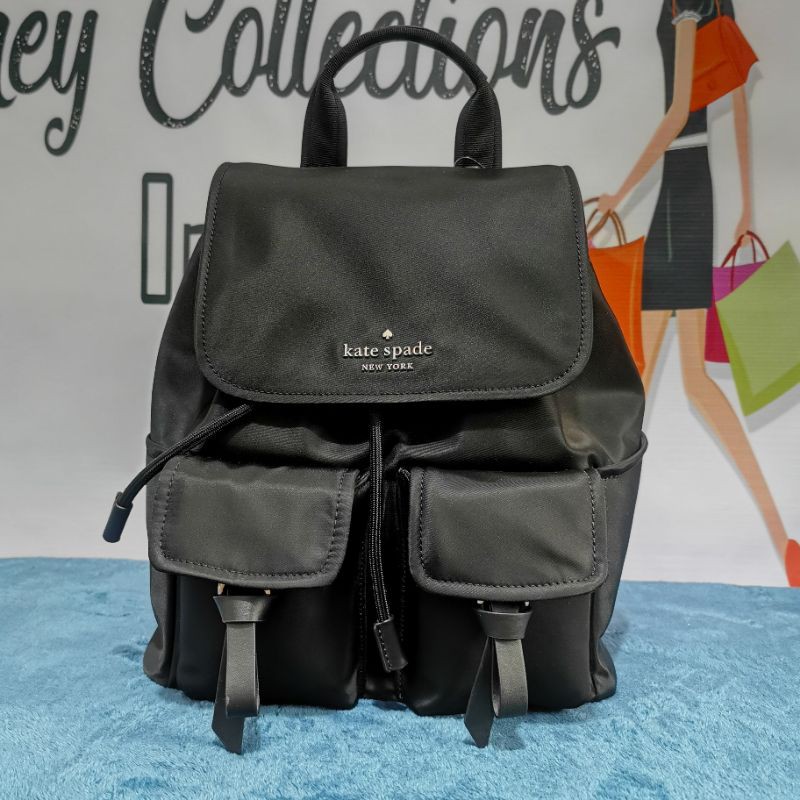 Kate Spade Carley Flap Backpack WKR00122 Black | Shopee Philippines