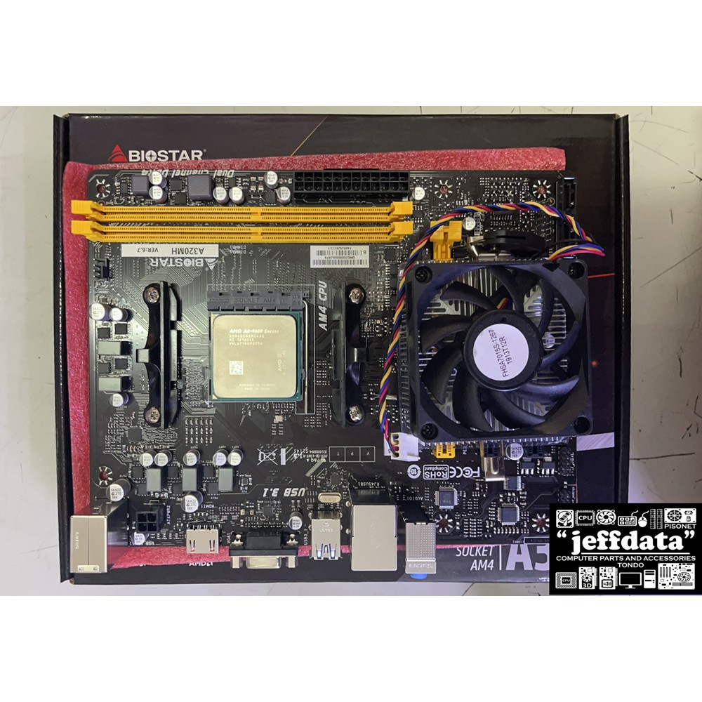 Bundle AMD a8 9600 3.1Ghz Am4 Biostar motherboard with heatsink fan(Not