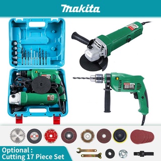 Makita electric Impact Drill and Grinder Set 2in1 (Hard Case)  Drill with Angle Grinder accessories