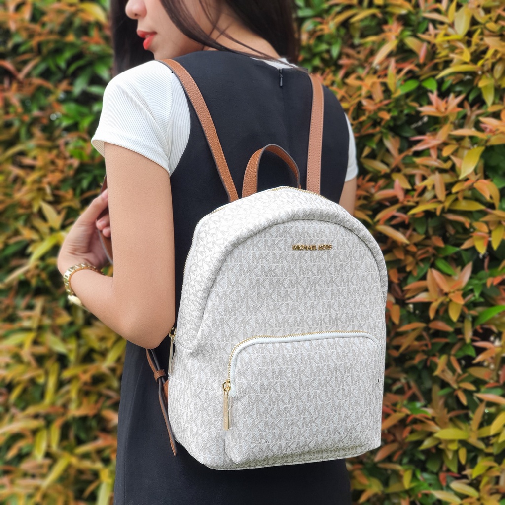 Michael Kors Erin Medium Sginature MK Backpack in Vanilla PVC Logo Print  Coated Canvas | Shopee Philippines