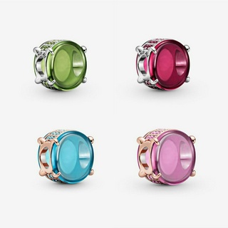 【Moments】Pan Green Oval Cabochon Charm pink blue Fuchsia rose red 925 silver 799309C01 rose gold