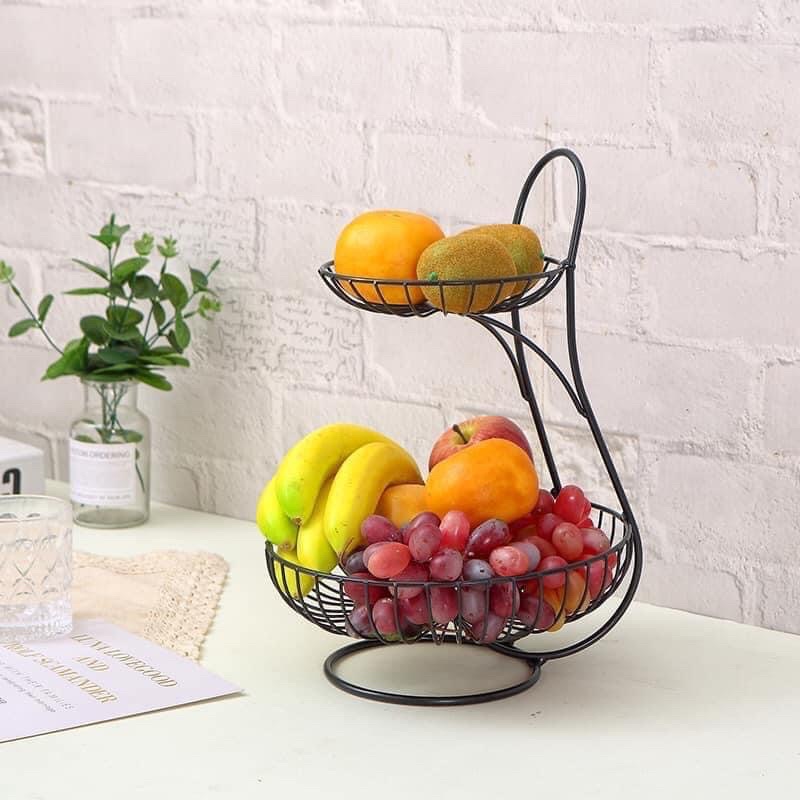 2-Tier Fruit Basket for Table Display Fruits Stand Organizer Tray ...