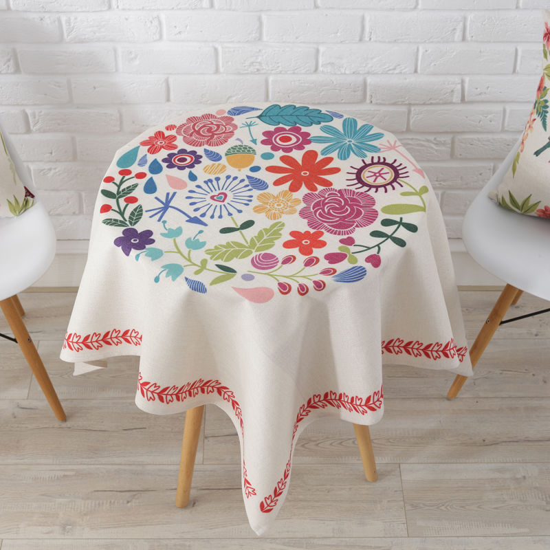 Tablecloth Waterproof Cotton Linen, Table Cover For Round Side