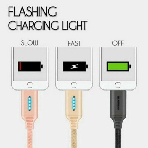 1M Auto Cut off Fast Charging Nylon USB LED Cable Charger For Type C