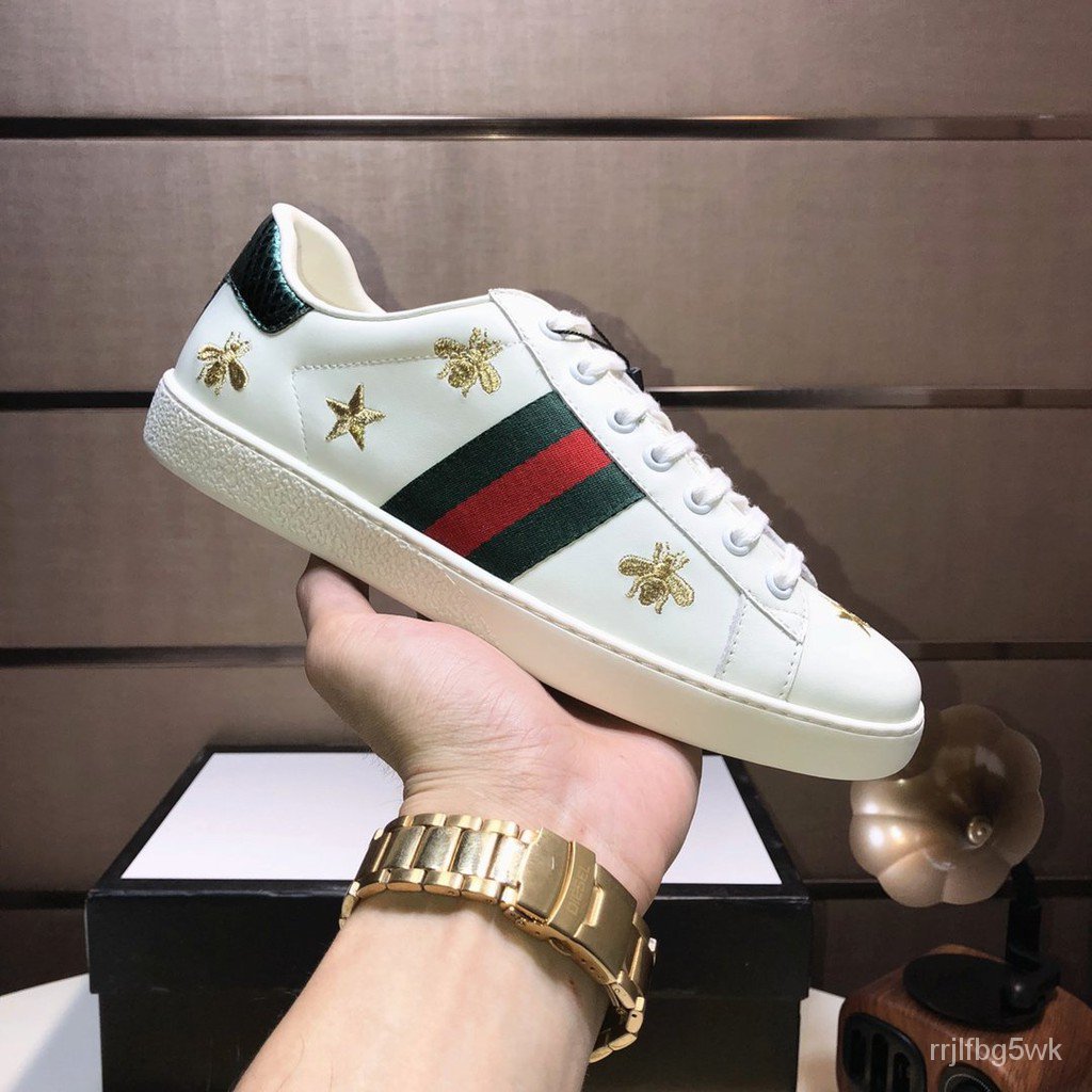 Original 2021 Gucci Ace Sneaker with bees and stars Genuine Leather Shoes  Women & Men xb8C | Shopee Philippines
