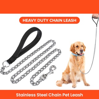 Stainless Steel Chain Dog Leash Heavy Metal Chrome Pet Slip Leads for Small Medium Dogs Walking