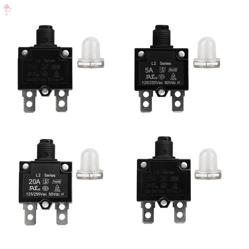 LL DC 50V Push Button Resettable Thermal Circuit Breaker Panel Mount 5