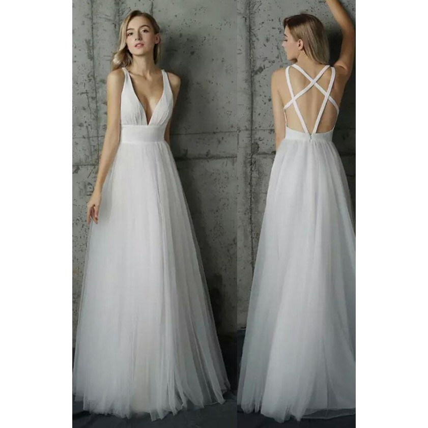 deep v wedding dress