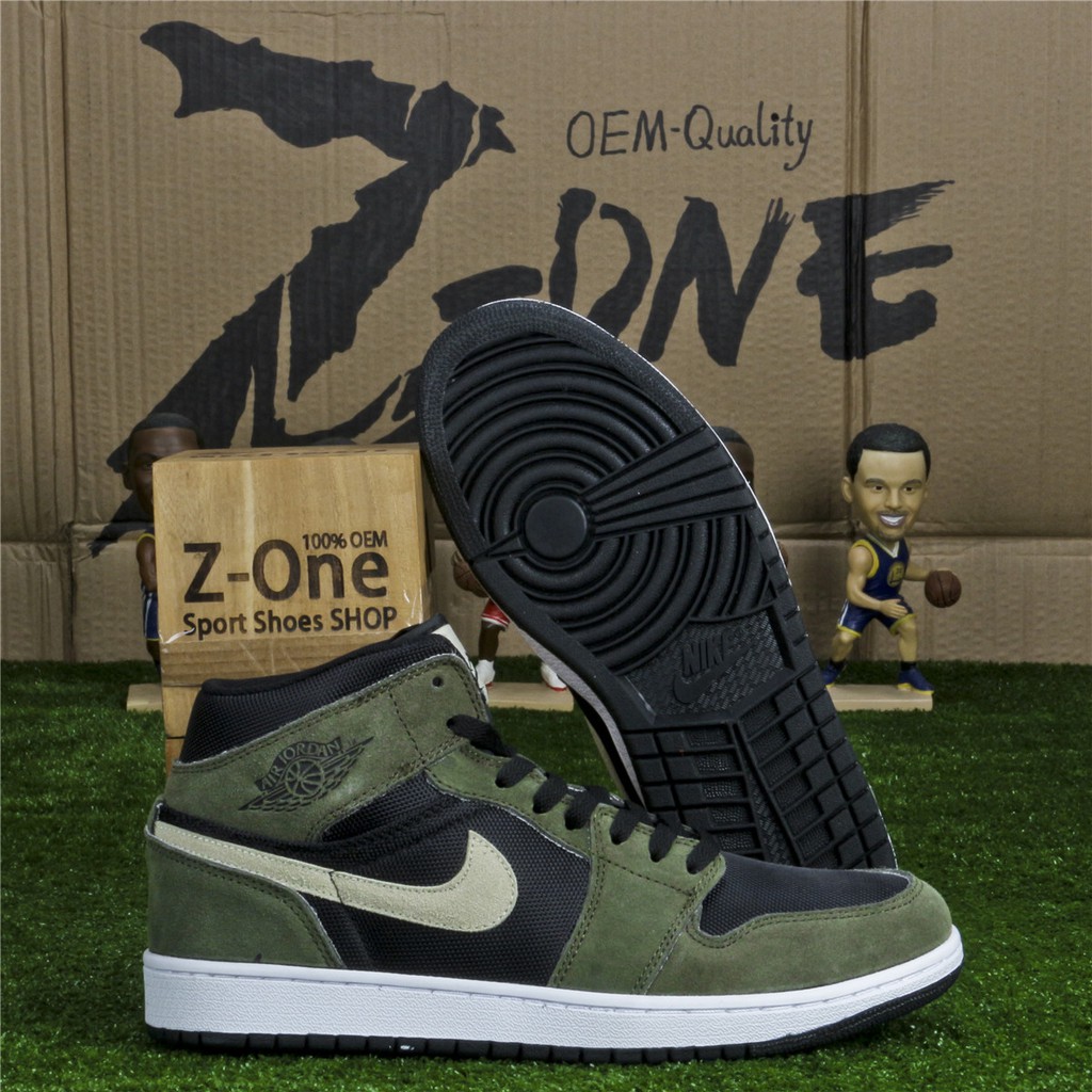 army green and black jordan 1