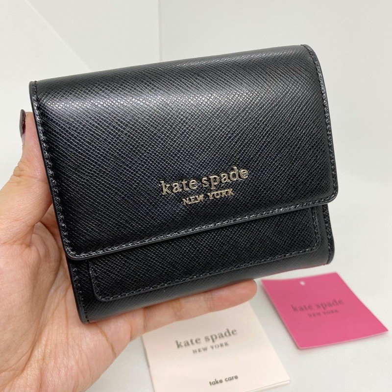 Kate Spade Booked Trifold Flap Wallet (Black) | Shopee Philippines