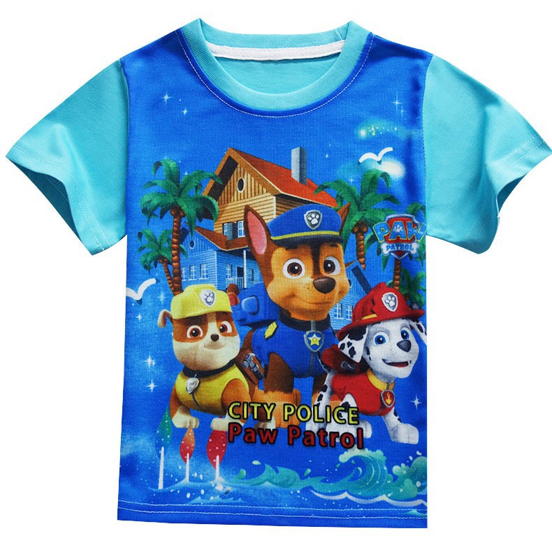 Children Boys Blue Paw Patrol T-shirt Cartoon Tee | Shopee Philippines