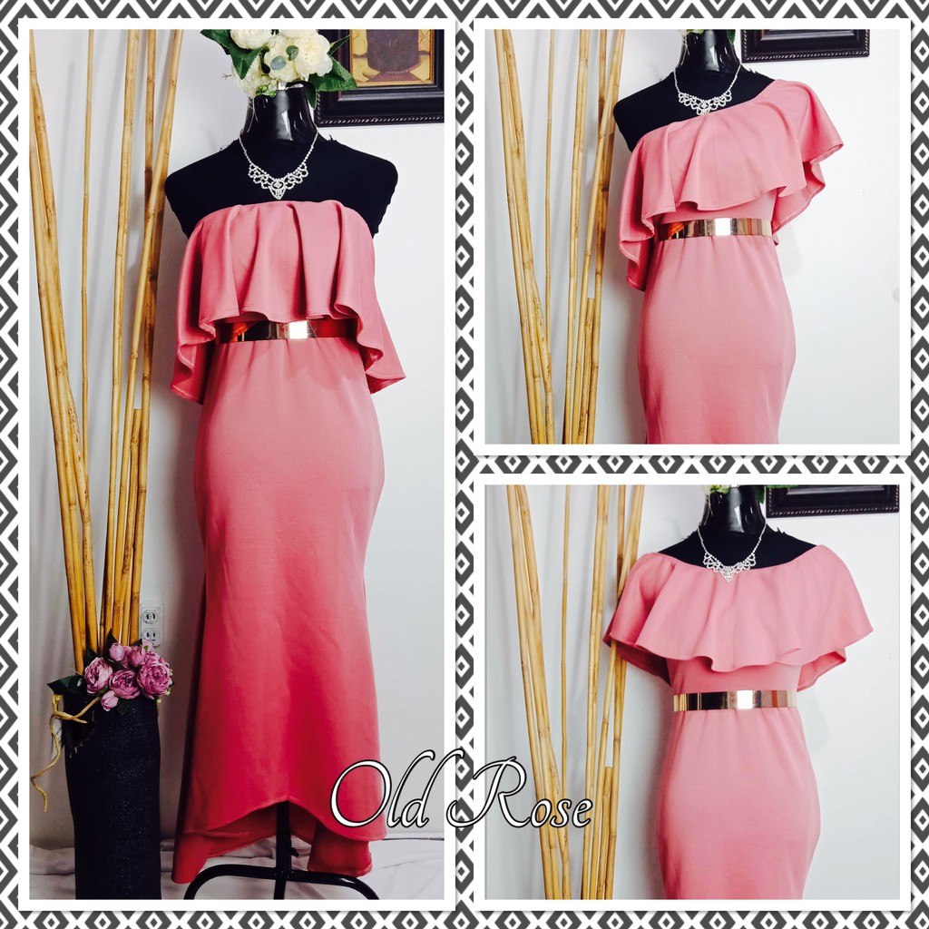 old rose off shoulder dress