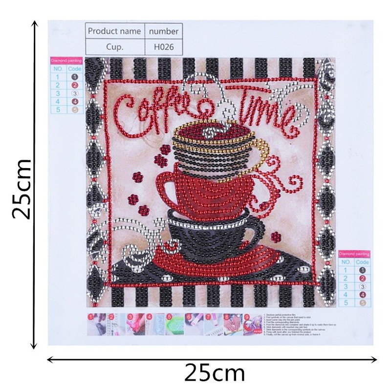 5D Embroidery Coffee Cup Pattern Cross Stitch Diy Painting Needlework Diamond Special Shape Drill Ho